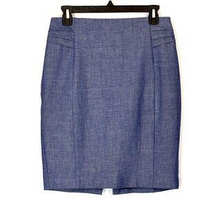 Express | Women’s Blue Chambray Lined Work Career Office Pencil Skirt Size 4